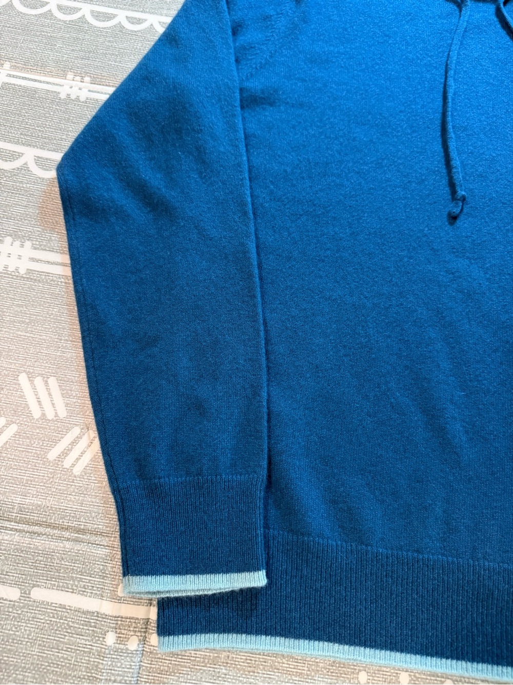 REDVANLY Quincy 100% Cashmere Hoodie Sweater in Sea size M - Picture 3 of 11